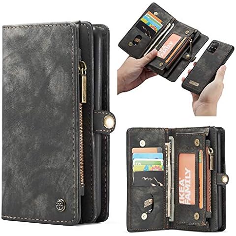 CaseMe Leather Case Compatible with Galaxy A71 5G, Flip Leather Case with Strong Magnetic Closure, 11 Card slots, Large Capacity Zipper Wallet Cover for Samsung A71 5G Case (Black) Cover