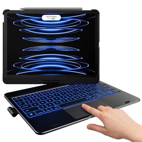 typecase Touch iPad Pro 11 inch Case with Keyboard - Multi-Touch Trackpad & 11 Colors Backlight & 360° Rotatable - Thin & Light for iPad Pro 11 & iPad Air 5th & 4th Gen & Pencil - Black