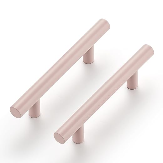 Ravinte 1 Pack | 5 Inch Cabinet Pulls Pink Stainless Steel Kitchen Drawer Pulls Cabinet Handles 5 InchLength, 3 Inch Hole Center