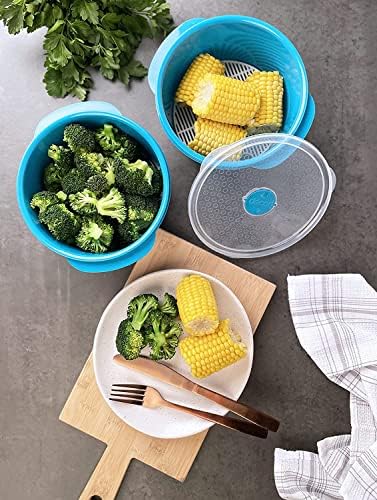 Décor Microsafe Round Container 1.5L | BPA free | Microwave Bowl | Steam Release Vent | Dishwasher safe, Teal