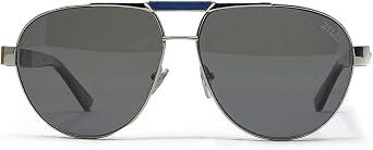 ZILLI 65032 Sunglasses for Men Aviator Titanium Eyeglasses Acetate Frame Designer (Platinum, Black, C03)