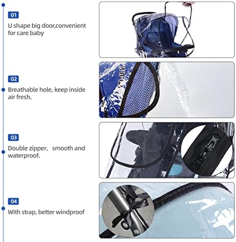 Universal Rain Cover for Pram Stroller Pushchair with Door NOCHME Against Rain Snow Anti Wind Sleet Dust Durable Transparent Stroller Protection Shield, Raincover Fit Most Car Seat Carrycot Prams