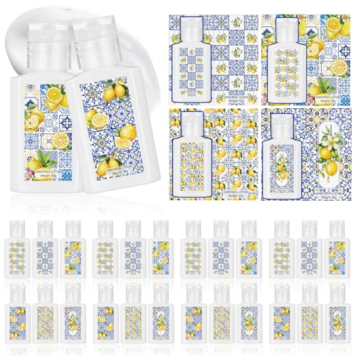 Demissle 30 Pcs Mini Sunscreen Bulk Travel Size 1 oz Lemon Party Favors Capri Lemon Sunscreen Lotion Spf 30 for Wedding Bridal Bachelor Shower Italian Holiday Souvenir Birthday Party