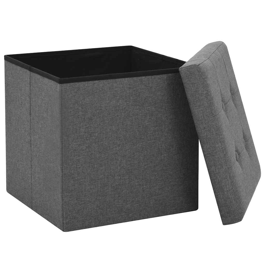 vidaXL Hocker mit Stauraum 2 STK. Dunkelgrau Leinenoptik