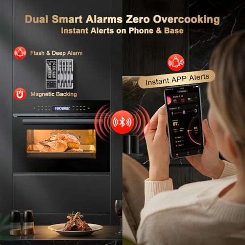 Image of Bluetooth Wireless Meat Thermometer Digital for BBQ Grill Smoker | Instant Read Food Cooking Thermometer with Standalone Base, NIST Certified Accuracy for Air Fryer