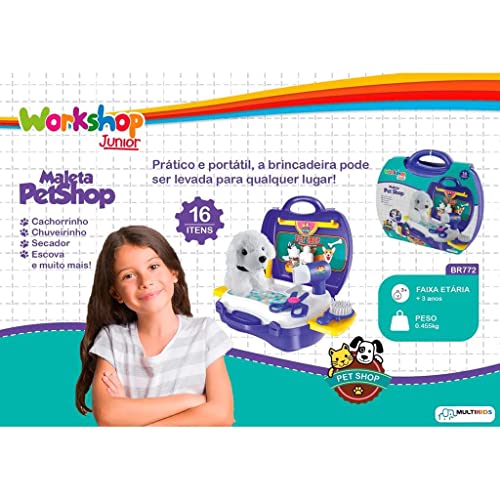 Maleta Workshop Jr Pet Shop com 16 Itens Roxo Multikids - BR772