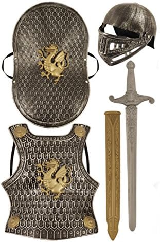 Child's Medieval Knight Armour Set  Helmet, Sword, Shield, Breast Plate Available in Bronze or Silver () Costume Accessory