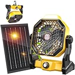 10400mAh Solar Fan with LED Lantern, Camping Fan with Solar Panel, 7W Rechargeable Solar Powered Fan for Outside, Quiet Battery Operated Tent Fan for Picnic, Barbecue, Fishing, Travel