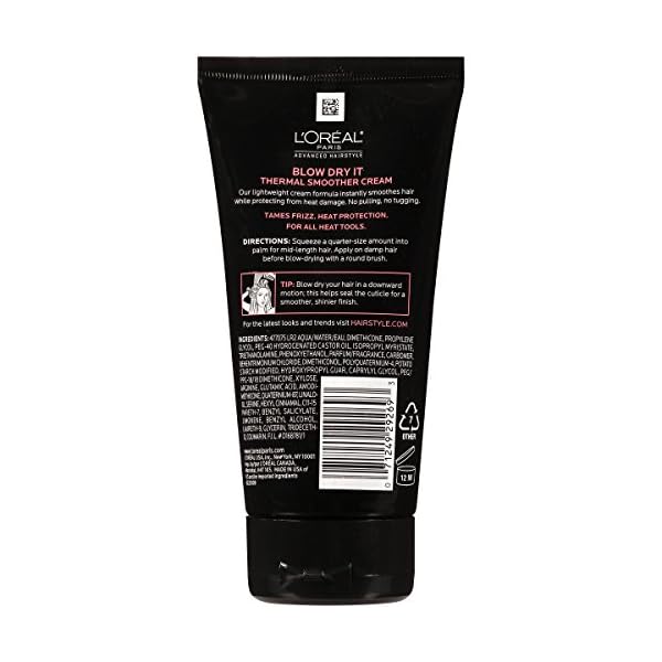 LOreal-Paris-Advanced-Hairstyle-BLOW-DRY-IT-Thermal-Smoother-Cream-51-fl-oz L'Oreal Paris Advanced Hairstyle Blow Dry It Thermal Smoother Cream, 5.1 Ounce
