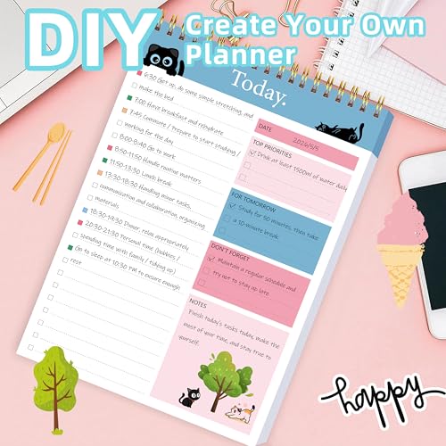 Image of To Do List Notepad - Daily Planner Notepad Undated 52 Sheets Tear Off, 6.5 inch x 9.8 inch Checklist Productivity Organizer with Hourly Schedule for Tasks