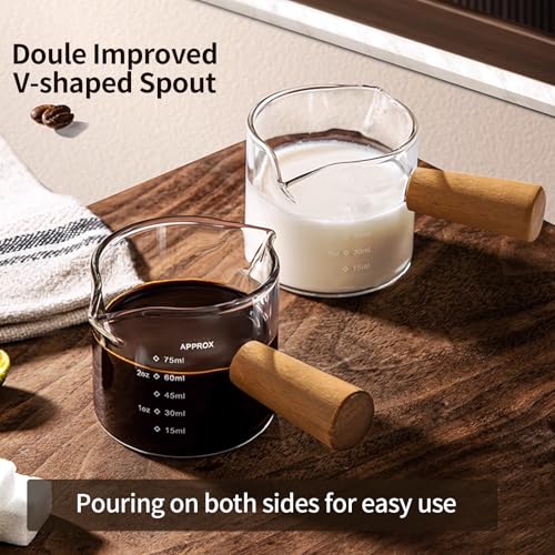 Set de 2 vasos medidores de espresso con mango de madera miniatura 2