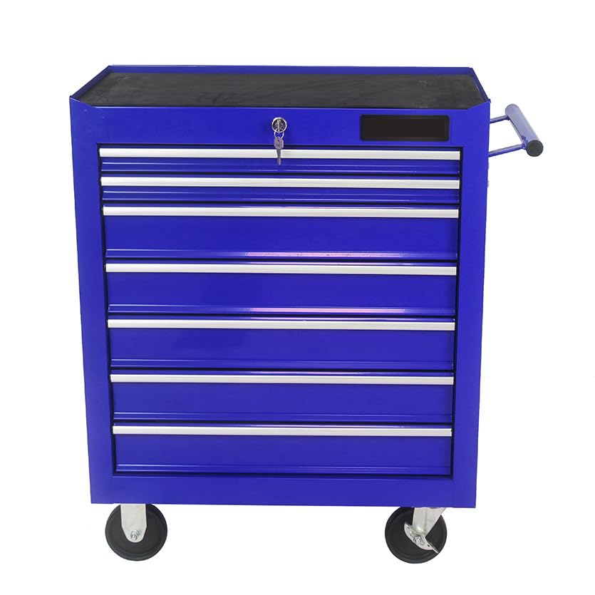 7 Drawers Multifunctional Tool Cart with Wheels-Blue