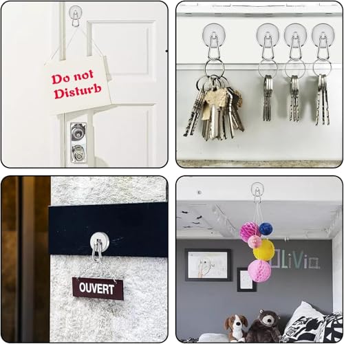 Fhintory Magnethaken Extra Stark 50 KG, 4 Stück Neodym Magnet Haken 42 mm, 360° Drehbar Magnetische Haken, Magnet mit Haken für Kühlschränke Küchen Garage Camping