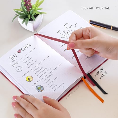 Image of NEORAH - B6 - ART JOURNAL | 200Gsm Dotgrid Notebook |144 Pages(17.5 x 12.5 cm) | Lay Flat |HardCover Bullet - Journal |3 Bookmarks |Elastic Closure| Inner BackPocket | Ideal-Bujo,Drawing (RED)