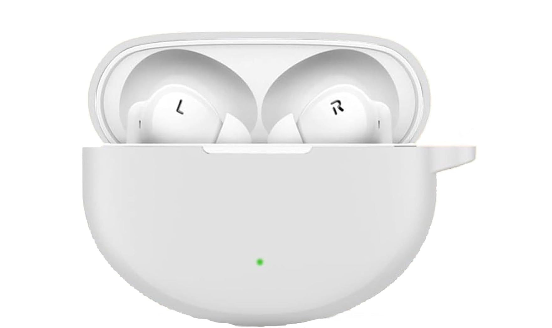 Dl3 Mobilak Compatible with Oppo Enco Air3 Pro Case Cover, Soft Silicone Shockproof Protective Case Wireless Earbuds with Carabiner, Front LED Visible (White)