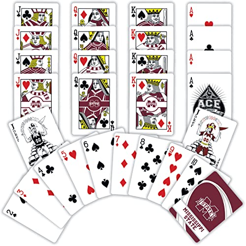 Image of MasterPieces Family Games - NCAA Mississippi State Bulldogs Playing Cards - Officially Licensed Playing Card Deck for Adults, Kids, and Family