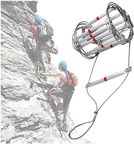 HKIDEE Folding Emergency Fire Escape Rope Ladder,Multifunctional Aluminum Alloy Safety Ladder,Outdoor Portable Fire Escape Ladder,for Escape Rescue,Work at Height,Fire Control,30m