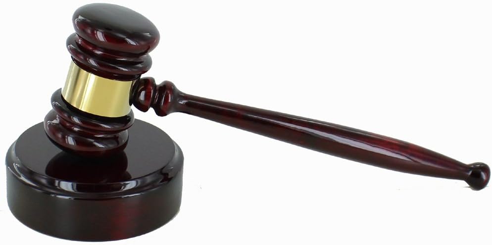Gavel and Gavel Block Set, Piano Rosewood Finish