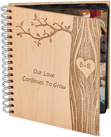 Personalization Universe Personalized Wood Photo Album for Couple...