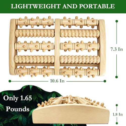 Dual Foot Massager Roller, Fast Relief for Plantar Fasciitis, Wooden Foot Massager Roller Acupressure Tool with Reflexology Chart, Pain Relief for Seniors & Desk Workers, Gifts for Women and Men — view 4