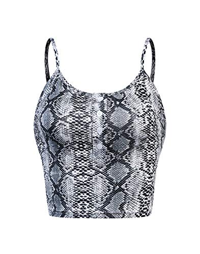 Sweet Bei J Damen Bauchfrei Camisole Tank Top Bedruckt Tshirts Kurz Crop Tops Schlangenhaut-S S Cover