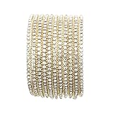 Rosemarie Collections Women's 11 Strand Rhinestone Statement Bracelet (Gold)