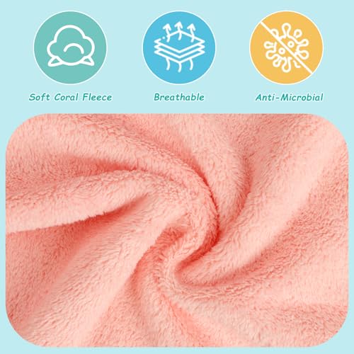 Image of HOMEXCEL Baby Washcloths 12 Pack-Microfiber Coral Fleece Baby Bath Face Towel 7 x 9 Inch Extra Absorbent Soft Burp Cloth and Wash Cloths for Newborn-Infants and Toddlers-Gentle On Sensitive Skin,Pink