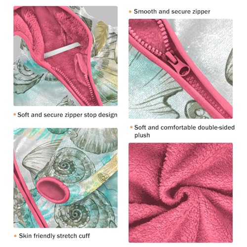 OTVEE Summer Sea Shells Leaves Kids Hoodie Jacket Fall Spring Full Zip Warm Outwear Coat3