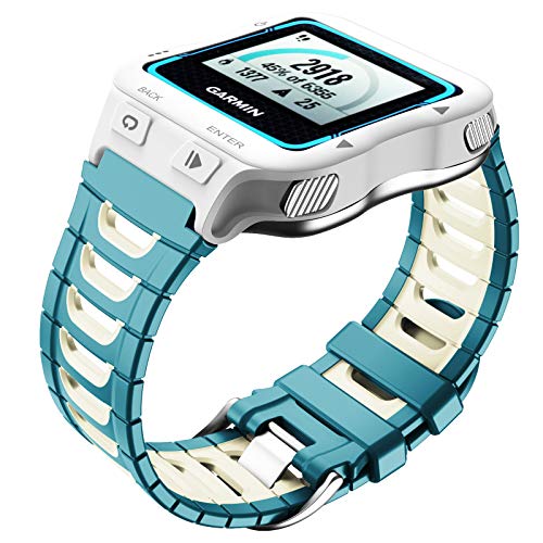 NotoCity Compatible with Garmin Forerunner 920XT Band Soft Silicone Watch Strap for 920XT Replacement Wristband Sports for Men Women, Green-White