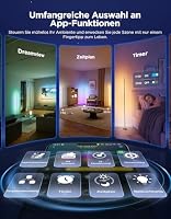 Govee RGBIC LED Stehlampe Wohnzimmer, WiFi Stehlampe Dimmbar, Arbeiten Sie mit Alexa und Matter, 16 Millionen Farben, 85 Szenenmodi, Musikmodi, DIY-Modus Standleuchte für Schlafzimmer Gaming, Schwarz – Ansicht 5