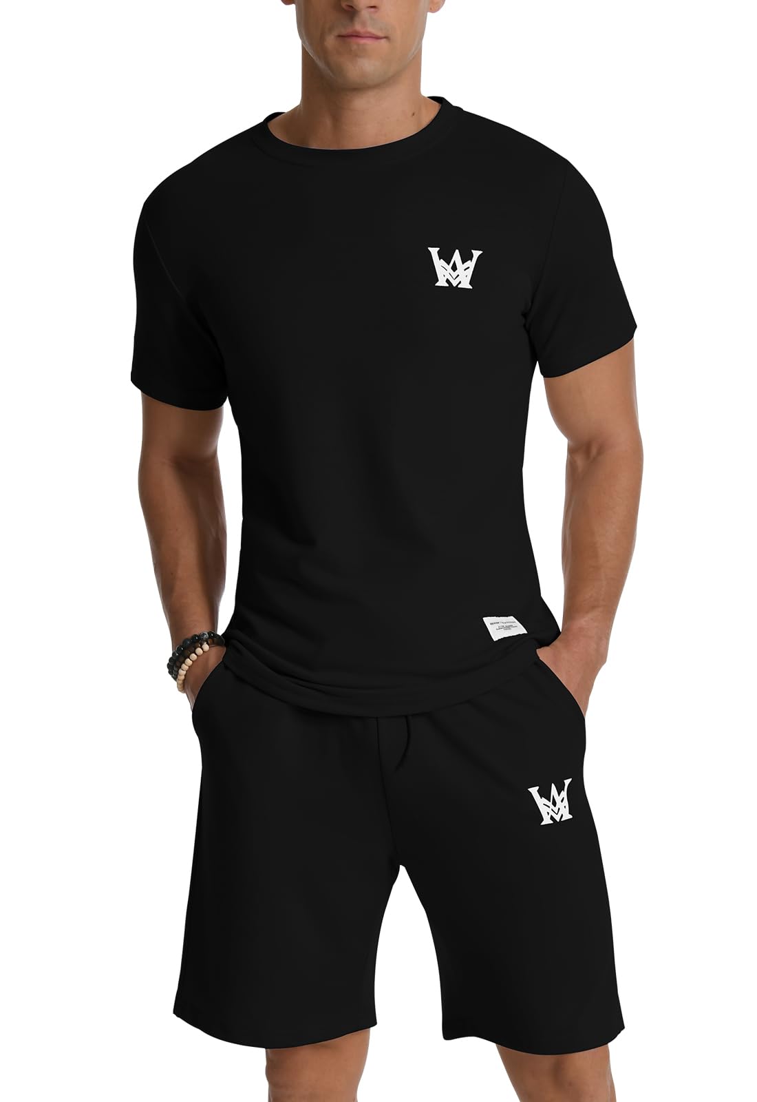 MLANM Mens Short Sets 2 Piece Outfits Casual Summer Tracksuits Fashion Short Sleeve T Shirt and Shorts