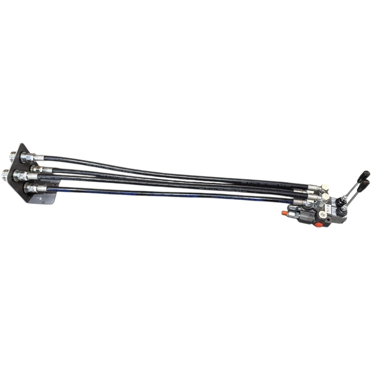 Distributore oleodinamico per trattore 2 leve doppio effetto 3/8" 45 Litri 300 bar completo di tubi e innesti rapidi push pull