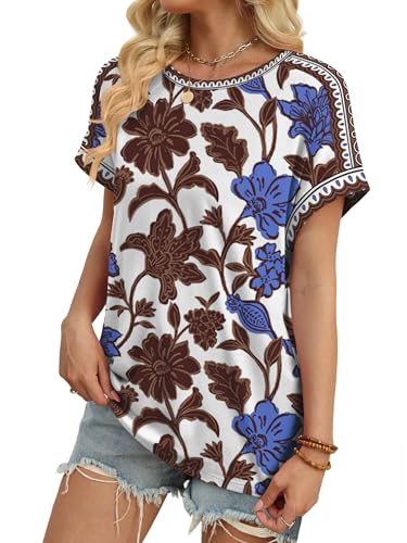 Image of WIHOLL Womens Tops Short Sleeve Shirts Summer Outfits 2026 Spring Dressy Casual Clothes Clothing