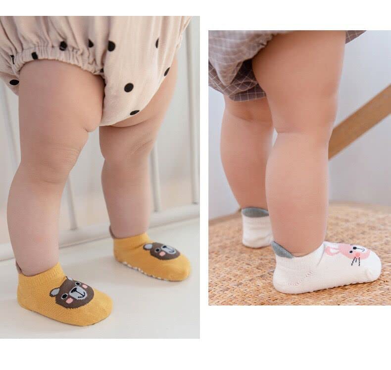 FedMois 6 Pairs Baby Kids Anti-slip Socks Cotton non skid Ankle Socks Animal, Multicolor, 1-3 Years 3