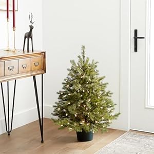 National Tree Company 'Feel Real' Artificial Christmas Tree For Entrances| Includes White Lights and Stand | Hampton Spruce - 3 ft National Tree Company Feel Real Artificial Christmas Tree For Entrances Includes White Lights and Stand Hampton Spruce 3 ft