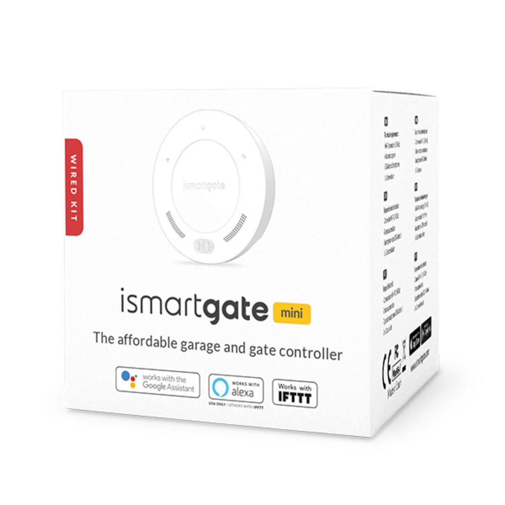 ismartgate Mini Smart Wi-Fi Opener Compatible con Amazon Alexa, Google Home y Samsung SmartThings (versión con Sensor cableado)