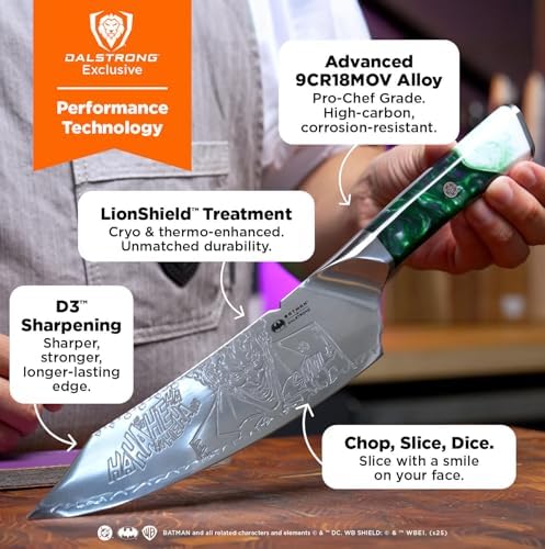 Dalstrong Professional Chef Knife - 8” - THE JOKER Edition Official License - 5 Layer 9CR18MOV Stainless Steel - Resin Handle - Chef's Knife -Collection Item - Knife Guard - Thumbnail 2
