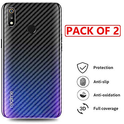 Image of Compatible with (Pack of 2) Oppo Realme 3I Back Screen Protective Film Carbon Fiber Skin Transparent Screen Guard Sticker