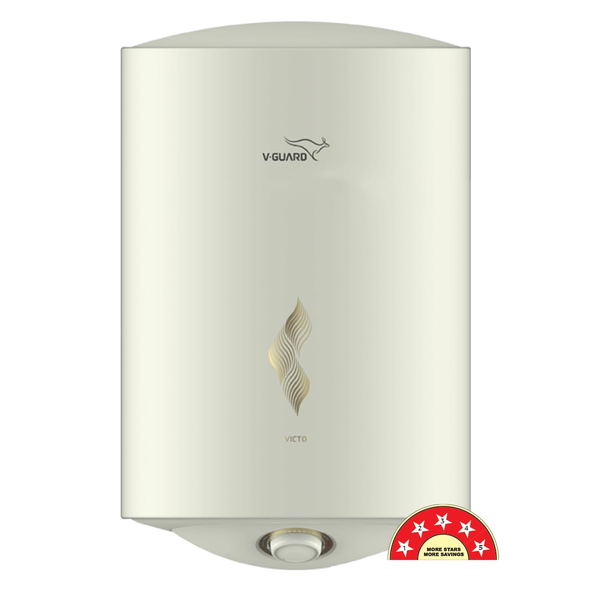 V-Guard Victo Geyser 15 Litre Water Heater with Shock Prevention Module & Digital Display | BEE 5 Star Rating | Vitreous Enamel Coating | Free PAN India Installation & Connection Pipes| White