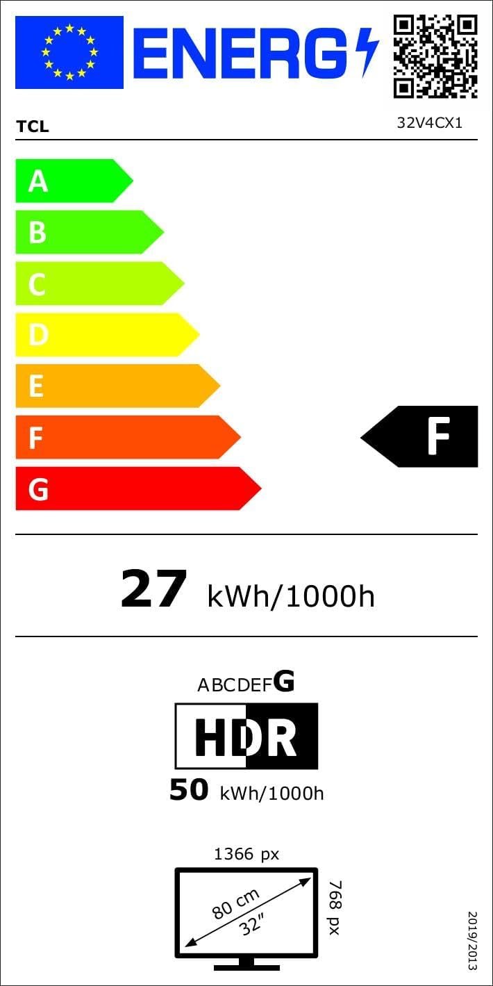 Energy efficiency label for TCL 32V4C TV