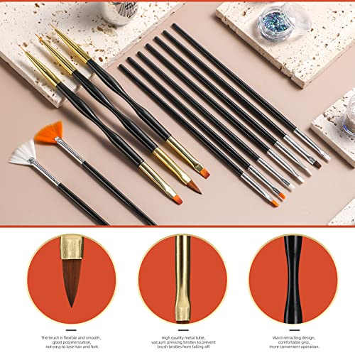 Oneleaf Nail Art Brushes Set - 32 Pcs Nail Tool For Nail Art U V Gel Nail Brushes, Acrylic Nail Brushes, Liner Brushes, Dotting Tools, Dust Brush, Dual End Drawing Pen, Nail Design Kit For Nail Salon Home Use #TOP2