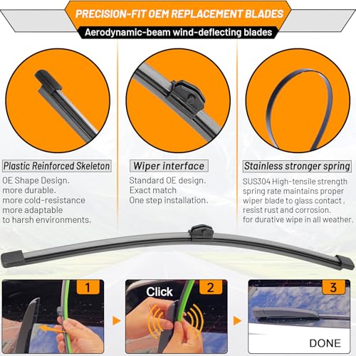 Image of OEM Windshield Wiper Blade Replacement for Audi Q7 SQ7 2017 2018 2019 2020 2021 2022 2023 Original Equipment All-Season Rear Wiper Blade Set 27+20+15 (Set of 3)