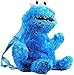 ZLYY Sesamstraße Krümelmonster Plüsch Rucksack, 3D Cartoon Plüschfigur Cookie Monster Big Bird Rucksack Kinderrucksack 45 cm. blau