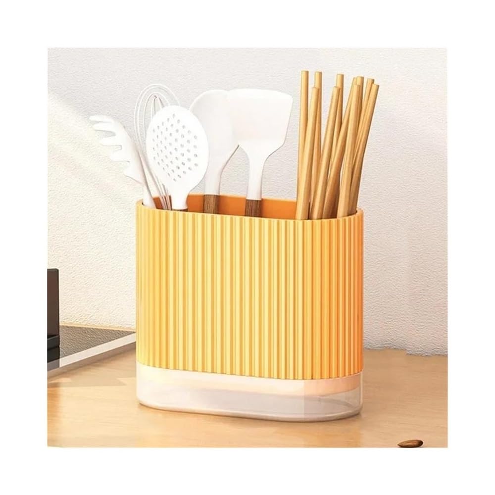 E7v2t9k6 Orange Cooking Utensil Holder Utensil Holder Household Kitchen Chopstick Spoon Storage Box Drain Rack Wall Mounted Countertop Tableware Cutlery Organizer(Orange)