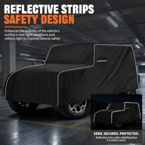 Image of 600D Waterproof car Cover Compatible with 2007-2025 Jeep Wrangler JK JL 4-Door, Outdoor Waterproof All-Weather car Cover, Sun Protection, Frost Protection, Snow Protection, with Door Zipper