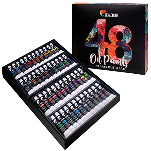 Zenacolor - Zestaw 48 farb olejnych - opakowanie 48 x 12 ml - idealne dla dorosłych