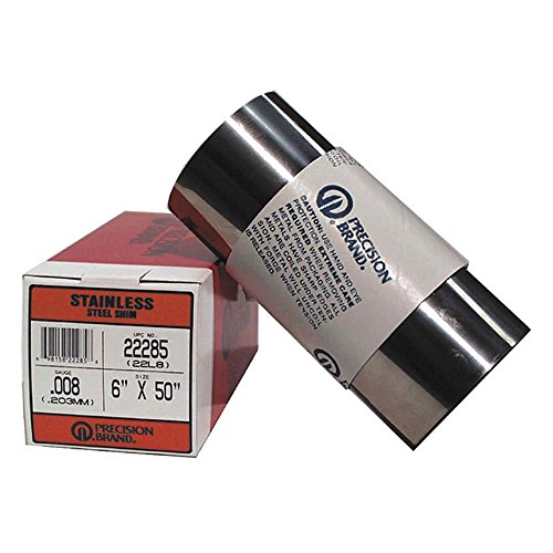 Precision Brand 22LX15 Stainless Steel Shim Stock, 6? x 60? Roll, Full Hard, 302 Stainless Steel, Cold Rolled, 0.015?