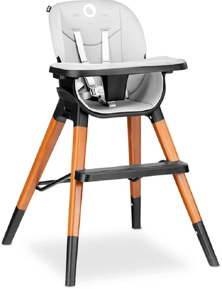 LIONELO Mona Seggiolone Pappa Evolutivo 4 in 1 da 6 Mesi a 75 kg | Vassoio Rimovibile, Cinture a 5 Punti, Poggiapiedi, Feltrini Antiscivolo, Bordi Arrotondati, Sedia e Sgabello