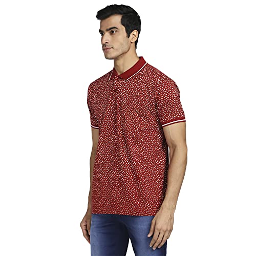 Image of Colorplus Men's Pure Cotton Print Pattern Classic Fit Polo Neck Half Sleeve Casual T-Shirt