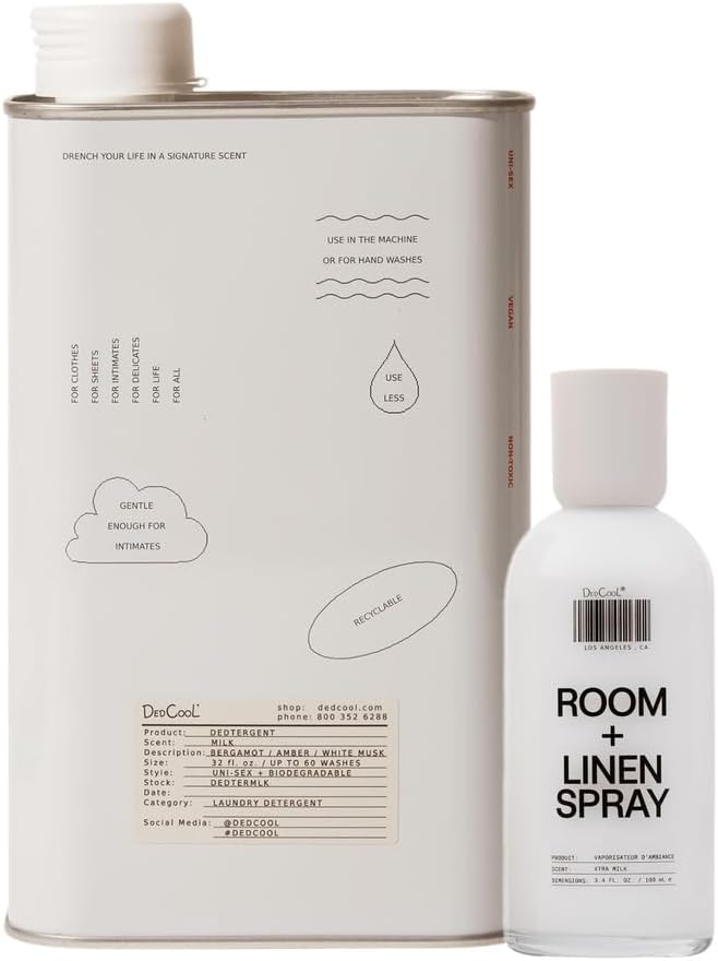 DedCool, Room + Linen Spray & Detergent Bundle Xtra Milk 3.4oz & Milk 32oz